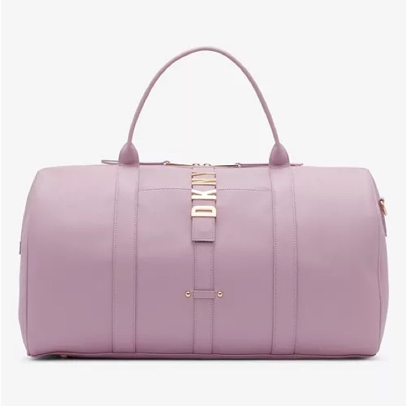 Dkny Handbags - DKNY Lavender Leather Travel Duffel with Gold Hardware